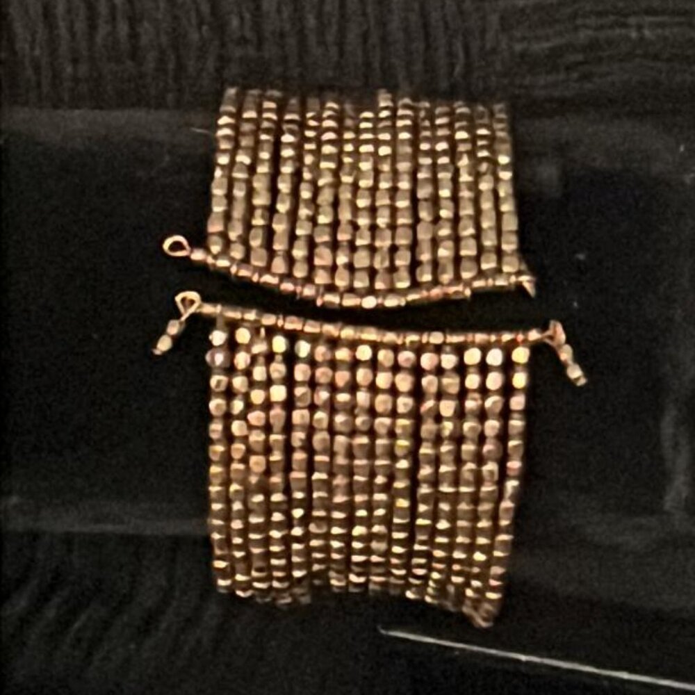 Bronze Colored Beaded Cuff Bracelet - image 2